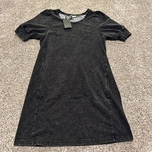 Black Denim Short Sleeve Dress